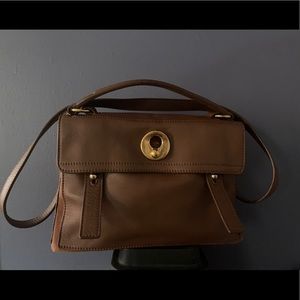 YSL Muse 2, brown leather with brown canvas bag